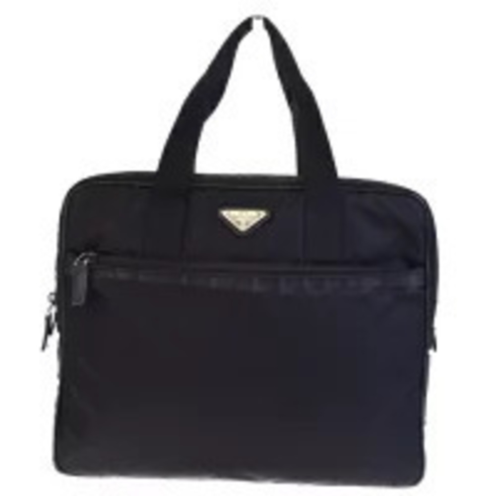 Prada Laptop Bag Case Handbag Black Leather